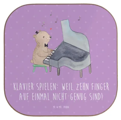 Produktbild von Mr. & Mrs. Panda Tassenuntersetzer Klavier Magie - Lavendeltraum - Geschenk, Lernen, Musik, Untersetzer für Gläser, Instrument, Tasteninstrument, Tischuntersetzer