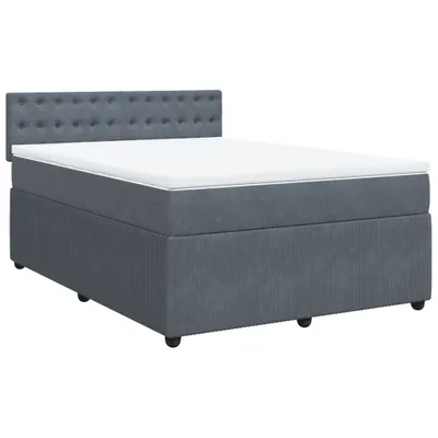 Produktbild von Boxspringbett mit Matratze Dunkelgrau 140x200 cm Samt
