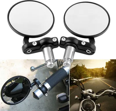 Immagine prodotto di Universale 22 mm moto specchio rotondo retrovisore laterale maniglia bar fine nero