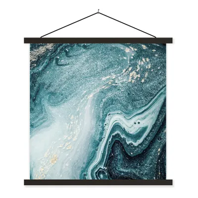 Produktbild von MuchoWow® Textilposter Edelsteine - Blau - Natur - Marmor - Abstrakt 60x60 cm mit schwarzem Rahmen - Posteraufhänger