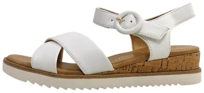 Produktbild von MARCO TOZZI Damen Sandale Kreuzriemen Keilabsatz Kork Vegan 2-28714-46, Größe:37 EU, Farbe:Weiß