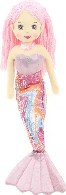 Produktbild von Softpuppe/Stoffpuppe Meerjungfrau als Kuscheltier und Spielzeug mit Glitzerstoff 45cm
