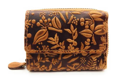 Produktbild von Hill Burry Mini echt Leder Damen Geldbörse Portemonnaie RFID NFC Schutz cognac