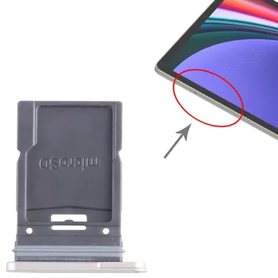 Image de Pour Samsung Galaxy Tab S9 Plus SM-X810 - Support pour carte Micro SD et carte SIM avec WiFi - Édition Argent