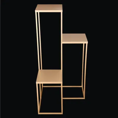 Produktbild von Blumenständer SIMPLE goldfarben aus Metall, 100 cm hoch, 3-stöckig