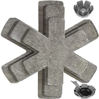 Imagen del producto de Protectores para ollas – 12 unidades – 26 / 35 / 38 cm – Fieltro – Posavasos antideslizantes – Protectores para ollas – Set de protección – Almohadillas protectoras – Resistentes a los arañazos – Apilables – Gris