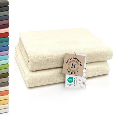 Produktbild von 2er Set Badetücher, 100% Baumwolle, 100x150 cm, 420g/qm, natur