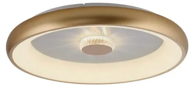 Image de Plafonnier LED rond avec télécommande VERTIGO, laiton mat-blanc, 37 W, nuances de blanc, 1 400 lm, métal, dimensions : 9,5 x 61,5 x 61,5 cm, IP20, Leuchten Direkt