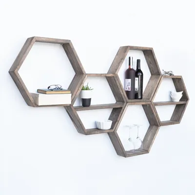 Obrázek produktu pro Skye Decor, Hex003, nástěnná police, ořech, 100 % DŘEVO, 40 x 10 x 40 cm