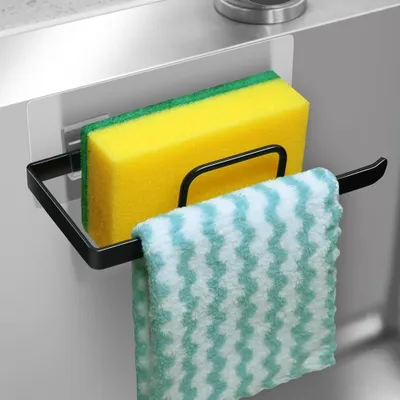 Obrázek produktu pro Držák na houbičky 2 v 1 do kuchyně, samolepicí, z nerezové oceli