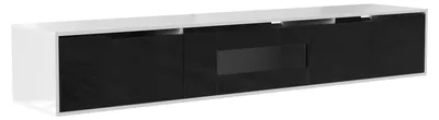 Produktbild von TV Lowboard - Modernes TV-Regal mit LED Beleuchtung - Hochglanz - Stauraum - 180×30×35 cm - Schwarz Weiß
