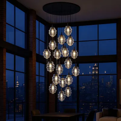 Produktbild von s.luce Echos Galerieleuchte 20-flammig Ø 120cm Baldachin Ø 25cm Braun 20-Flammig Oval, Länglich