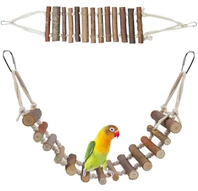 Image de Échelle d'escalade en bois de 8 cm de large, idéale pour perroquets, canaris, perruches et autres oiseaux