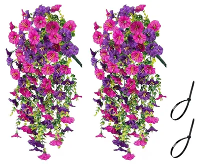 Produktbild von 1/2 Stück künstliche Hänge-Prunkwinde, UV-beständig, Kunstblume, Hochzeitsdekoration, für drinnen und draußen, Garten, Wanddekoration, Kunstblumendekoration