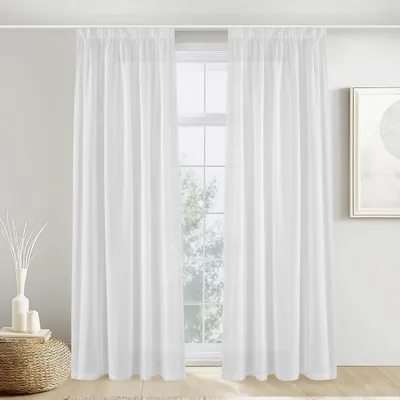 Immagine prodotto di Tende in lino semitrasparenti, colore bianco, dimensioni 260x140 cm (confezione da 2)
