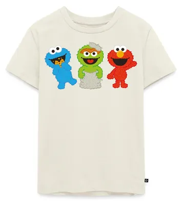 Produktbild von Spreadshirt Sesamstraße Baby Krümelmonster, Oscar & Elmo Kinder Premium T-Shirt, 110/116 (4 Jahre), Naturweiß