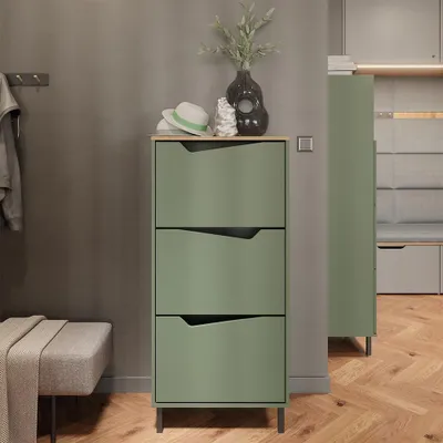 Immagine prodotto di Scarpiera da ingresso Vicco Marelle Verde/Artigianale 60 x 129.5 cm con 3 scomparti, Model 57864