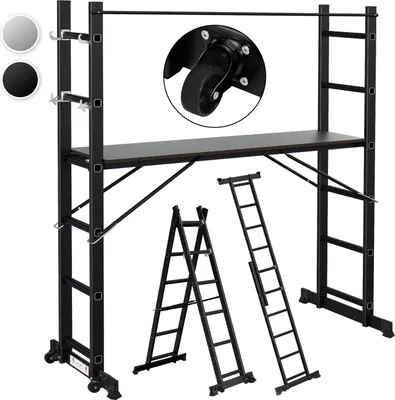 Produktbild von Jayseuw Arbeitsgerüst Baugerüst Arbeitsbühne Leiter Gerüst Stehleiter Multigerüst,Schwarz