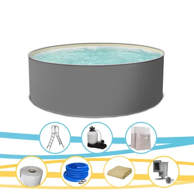 Produktbild von Rundpool EDITION GRAU Stahlwandpool rund 300 x 120 cm Komplettset Premium