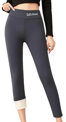 Produktbild von Damen Thermoleggings Fleece Gefüttert Warm Elastisch Blickdicht Grau XXL