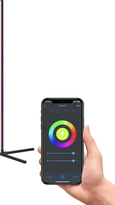 Zdjęcie produktu dla Lampa podłogowa Calex Smart LED, 140 cm, kolory RGB i światło od zimnego do ciepłego białego, możliwość ściemniania, aplikacja WLAN i sterowanie głosowe, lampa narożna do salonu, czarna