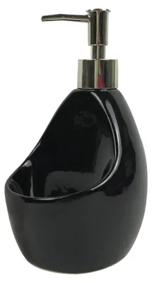 Obrázok produktu pre Keramický dávkovač mydla s držiakom, objem 450 ml - čierna farba