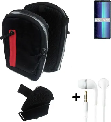 Produktbild von K-S-Trade Outdoor Gürteltasche Holster Umhängetasche + Kopfhörer kompatibel mit Sony Xperia 8 Lite schwarz Handy Tasche Case travelbag Schutzhülle