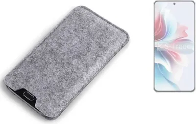 Produktbild von K-S-Trade Filz Handyhülle kompatibel mit Oppo Reno11 A Schutzhülle Filztasche Filz Tasche Case Sleeve Handy Hülle Filzhülle grau