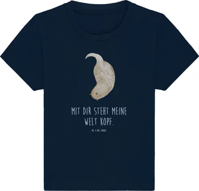 Produktbild von Mr. & Mrs. Panda Babyshirt Otter Kopfüber 24. - 36. Monat - French Navy - Geschenk, Kinder Top, Seeotter, Verliebt, Baby T-Shirt, Kleinkind Shirt, Liebe, Verknallt,