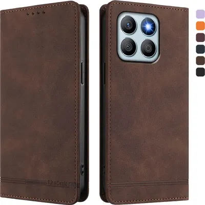 Image de Etui pour Honor X8B, étui rétro en cuirPolyuréthaneavec support et fentes pour cartes Marron