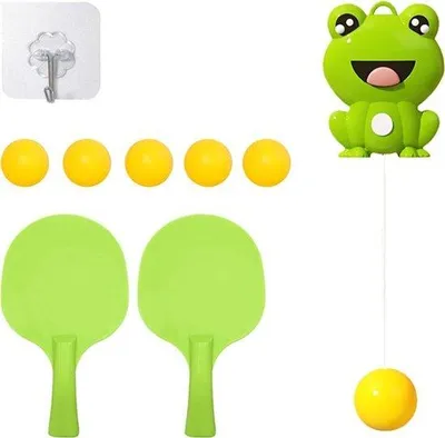 Produktbild von Tischtennis-Trainingsset für Kinder - Innen-Trainingsplatz - Ping-Pong-Set mit 5 Tischtennisbällen und 2 Tischtennis-Schlägern