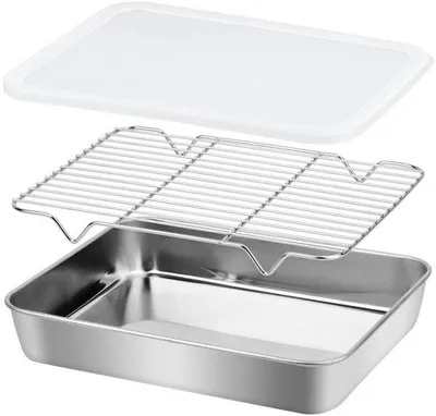 Productafbeelding van Bakplaat met Deksel en Koelrooster - 26 x 20 x 5 cm