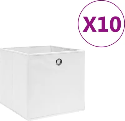 Produktbild von (Angebot 2026)Aufbewahrungsboxen 10 Stk. Vliesstoff 28x28x28 cm Weiß GermanyMöbel 13916 - Gartenboxen