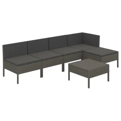 Produktbild von vidaXL 6-tlg. Garten-Lounge-Set mit Auflagen Poly Rattan Grau