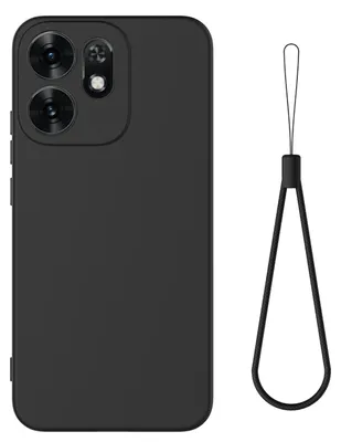 Obrázok produktu pre Puzdro Avizar pre telefón Oppo Reno 16, matný povrch, zvýšené okraje a remienok na nosenie, čierna farba