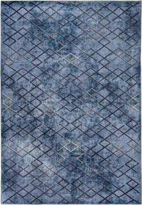 Obrázok produktu pre Modrý Koberec Mazovia - Moderný Geometrický Koberec do Obývacej Izby, Spálne, Kancelárie - Možno Prať v Práčke - 140 x 200 cm