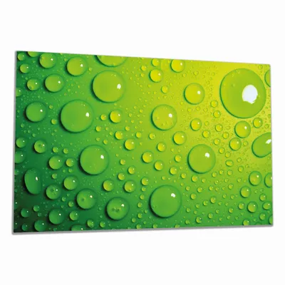 Produktbild von Wallario Herdabdeckplatte aus Glas, Größe 80 x 52 cm 1-teilig, Motiv Wassertropfen auf Grün
