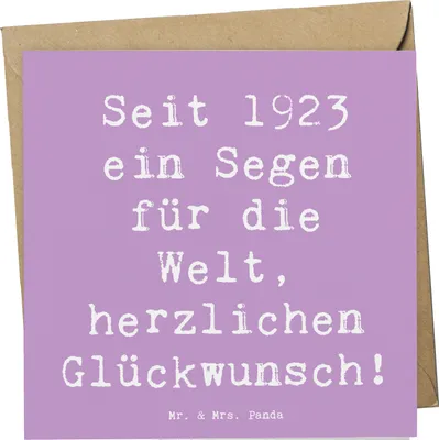Produktbild von Mr. & Mrs. Panda Grußkarte Spruch 1923 Geburtstag Segen - Lavendeltraum - Geschenk, herzlichen Glückwunsch, Klappkarte, Happy Birthday, anlasskarte, faltkarte, Geboren am