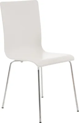 Produktbild von CLP Besucherstuhl Pepe mit ergonomisch geformten Holzsitz und Metallgestell weiß