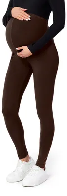 Image de Be Mammy Leggings de grossesse longs en viscose BE-02 (Marron, M)
