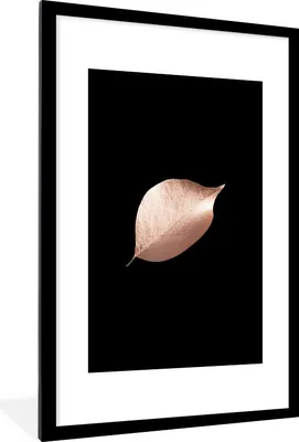Produktbild von MuchoWow® MuchoWow® Gerahmtes Poster Blatt - Rosa - Schwarz 60x90 cm - Poster mit zchwarzem Bilderrahmen - Dekoration - Wandposter Wohnzimmer - Hochwertig