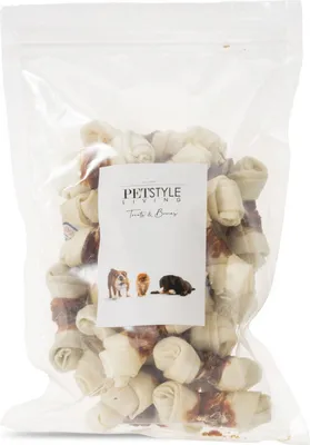 Produktbild von Petstyle Living Geknoteter Kauknochen mit Ente - Hundesnack - 25 Stück - 6,5-7,5cm