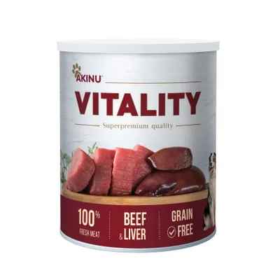 Produktbild von Akinu VITALITY Hovězí & játra mleté konzerva pro psy 800 g