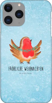 Produktbild von Mr. & Mrs. Panda Iphone 11 Pro Handyhülle Rotkehlchen Weihnachten - Eisblau - Geschenk, Handy Case, Winter, Weihnachtsgruß, Premium Kunststoff, Heiligabend, Frohe