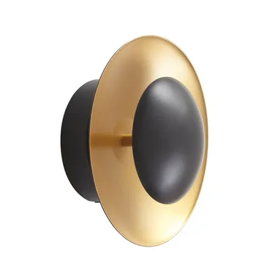 Produktbild von Lindby LED-Wandleuchte Tiama, Metall, schwarz/gold, Ø 20 cm