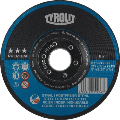 Produktbild von TYROLIT Schruppscheibe Premium***gekröpfte Form 230 x 7 mm 2in1