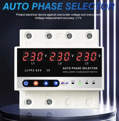 Image de Protecteur de tension 3P multifonctionnel basé sur un microcontrôleur Afficheur numérique Compteur de tension Dispositif de protection à tension réglable avec fonction de commutation de phase automatique
