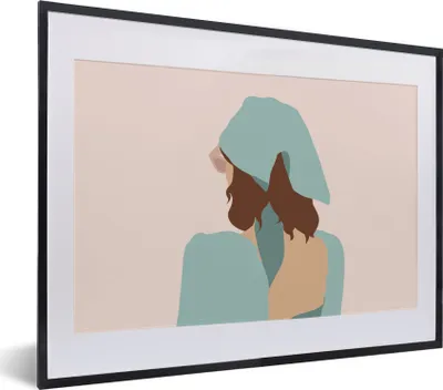 Produktbild von MuchoWow® Gerahmtes Poster Sommer - Frau - Abstrakt 40x30 cm - Poster mit Schwarzem Bilderrahmen Wandposter Rahmen Foto Bilder - Bilderrahmen - Poster im Rahmen
