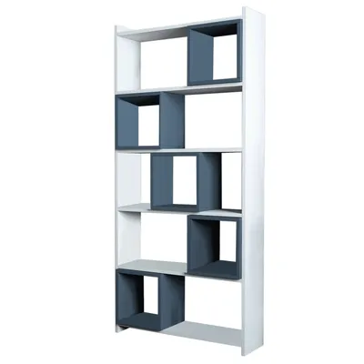Image de Skye Decor, Boîte - Blanc, Bleu, Bibliothèque, Blanc, PANNEAUX DE PARTICULES 100 % MÉLAMINÉS, 80 x 22 x 170 cm