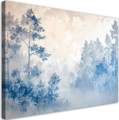 Produktbild von Feeby - Leinwand Bilder - Waldnebel Morgen Natur - 45x30 cm - Deko Wohnzimmer - Wandbilder Schlafzimmer - Deko Aesthetic - Wand Deko - Leinwand Groß - Deko Zimmer - Leinwandbilder XXL